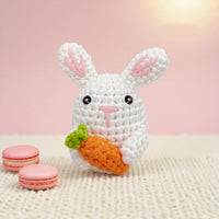 Cartoon Pink and White Bunny Crochet Kit DIY Handmade Yarn Doll