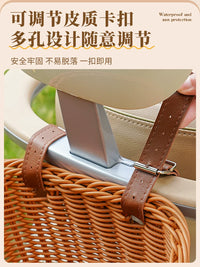 Electric Bicycle Rear Basket Woven Rattan Style Front Storage Pouch Universal for Kids' Bikes