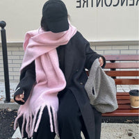 Women's Korean Style Mohair Scarf, Thickened and Lengthened Warm Neck Wrap Shawl