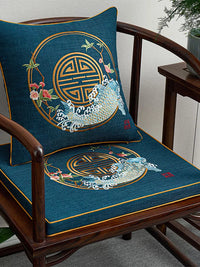 Chinese Style Embroidered Seat Cushion for Hardwood Chairs and Sofas, Thickened Tatami Floor Mat