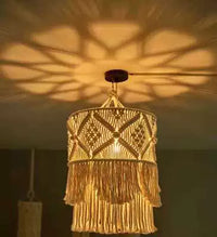 Bohemian Hand-Woven Rattan Pendant Light Shade for Living Room, Bedroom, Hotel, and Loft