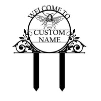 Minimalist Bee Garden Metal Yard Art Stake for Outdoor Lawn Decor