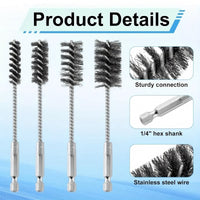 1/4-inch Hex Shank Stainless Steel Wire Brush for Power Drills, 125mm Length