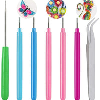 Quilling Paper Art Tool Kit with Slotted Pen, Tweezers, and Awl - 16 Piece Set