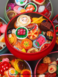 Miniature Food Storage Box with 30 Play Food Items for Dollhouse Decor