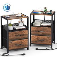 Nightstand with Charging Station and Storage Drawers, Side Table with USB Ports and Outlets