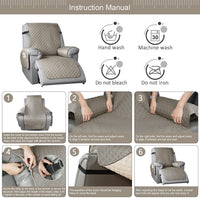 Waterproof Anti-Slip Pet Sofa Cover for Recliner, Premium Scratch-Resistant Couch Protector, Solid Color Furniture Slipcover