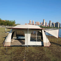 Automatic Pop-Up 2-Room 1-Hall Ridge Tent with Aluminum Poles, Waterproof & Sun Protection