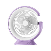Portable USB Rechargeable Desktop Fan with LED Light, Strong Airflow Mini Circulator