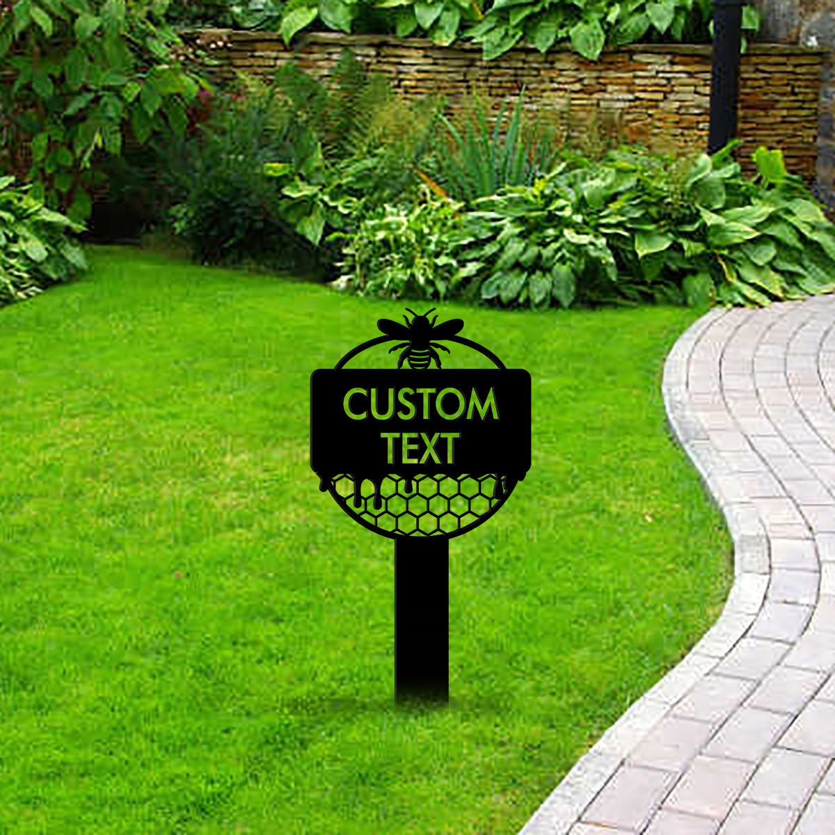 1pc Black Metal Hollow Simple Garden Sign Decorative Ground Plug Door Plate Billboard Custom Line Fashion