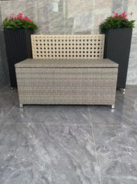 Easy Rattan Outdoor Balcony Waterproof Sunscreen Shoe Changing Stool Shoe Cabinet Integrated Storage Cabinet Garden Home Entrance