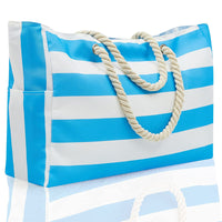 Bohemian Striped Canvas Beach Bag Large Capacity Travel Tote Shopping Handbag