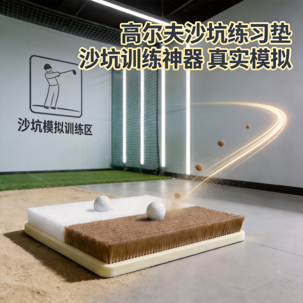 TEMU Exclusive New Upgraded Indoor Golf Sand Trap Hitting Mat, Realistic Bunker Training Aid