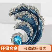 Luxury Wave Brooch Pin for Women, Vintage Style Suit Lapel Pin, Elegant Accessory