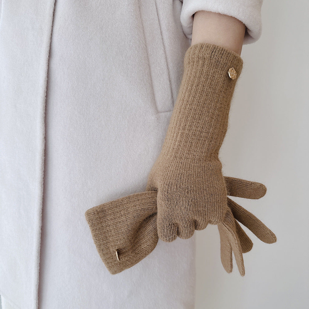 Women's Raccoon Wool Blend Fingerless Touchscreen Gloves for Winter