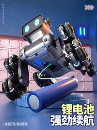 Smart Remote Control Robot Dog Toy with 8-Wheel Stunt Capability and Music Lights for Kids