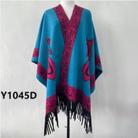 Unisex Paisley Reversible Faux Cashmere Shawl with Tassels for Autumn/Winter
