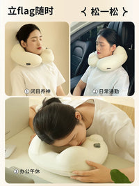 Inflatable U-Shaped Travel Neck Pillow for Airplanes and Naps