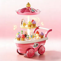 Kids Ice Cream & Candy Cart Toy Set with Music and Lights