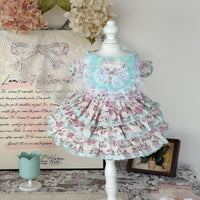 Handmade Floral Pet Dress for Small Dogs & Cats - Breathable Multi-Layered Skirt for Spring/Summer