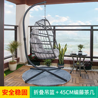 Outdoor Wicker Hanging Chair with Stand, Balcony Patio Swing, Indoor Single Person Rattan Basket Hammock