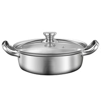 Stainless Steel Divided Hot Pot with Lid, Induction Compatible, Thickened Shabu Shabu Pot for Home Use