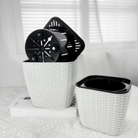 Self-Watering Square Rattan-Style Planter for Indoor & Outdoor Plants