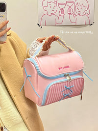 Large Capacity Portable Travel Makeup Bag with Brush Organizer and Compartments