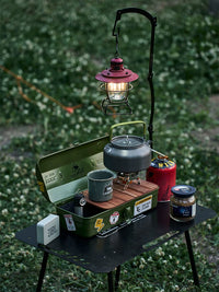 ISE MOUNT Outdoor Picnic Coffee Box Iron Storage Case for Camping Coffee Pot Tools