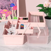 3-Layer Portable Art Supply & Craft Storage Box with Handle