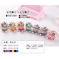 Lion Dance Keychain with Rotating Head, Enamel Painted Lucky Charm for Bags and Keys