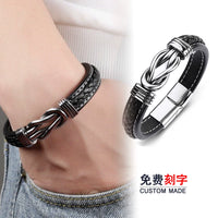 Vintage Braided Bracelet for Men, Stainless Steel Ethnic Style Wristband