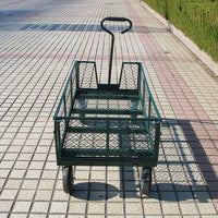 Heavy-Duty Platform Cart with Silent Swivel Casters and Brake, Mesh Sides for Cargo Transport