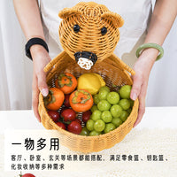 Bear Woven Imitation Rattan Storage Basket for Fruit and Home Decor