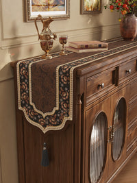 Chenille Tassel Table Runner for Dining Sideboard TV Cabinet Decor