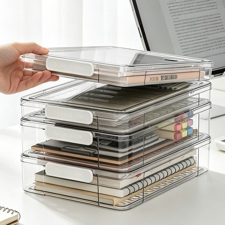 Acrylic Document Storage Box for Household Certificates and Files, Stackable Dustproof Organizer