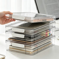 Acrylic Document Storage Box for Household Certificates and Files, Stackable Dustproof Organizer