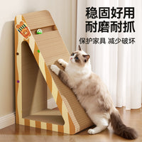 Triangular Vertical Cat Scratcher Board with Bell Ball - Durable & Shred-Resistant