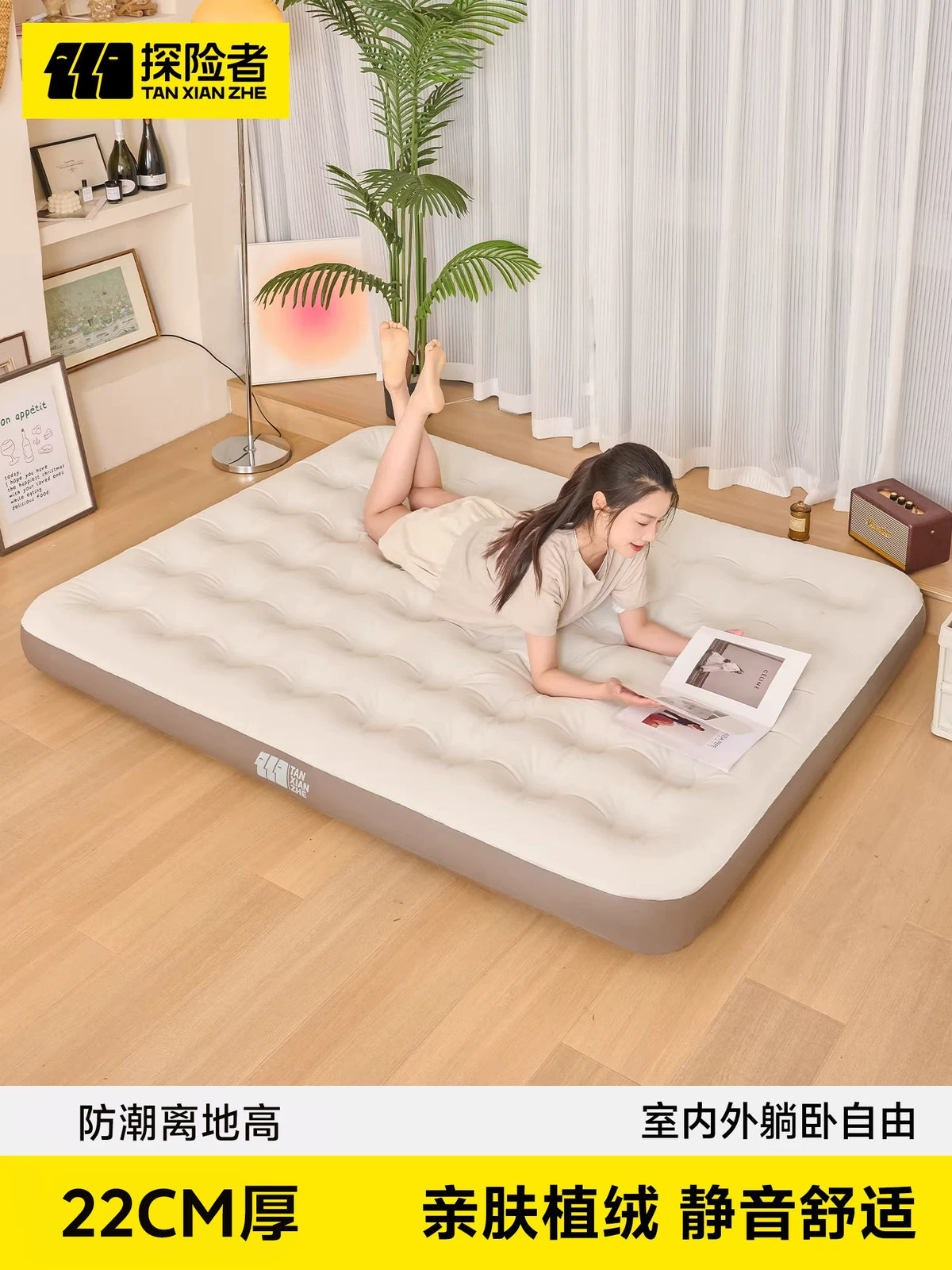 Explorer Inflatable Air Mattress for Outdoor Camping Tent, Single Person Foldable Sleeping Pad for Home Use