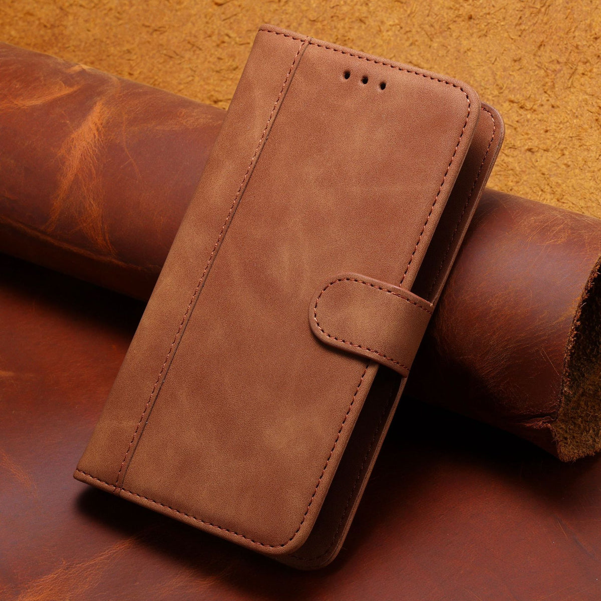 Bi-Fold Universal Phone Wallet Case with Push Clip and Color Blocking