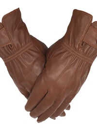 Men's & Women's Genuine Leather Winter Gloves - Warm, Windproof, Waterproof Driving Gloves with Wool Lining