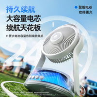 USB Rechargeable Portable Fan with Remote Control, LED Light, and Wall Mount for Desk, Office, and Outdoor Use