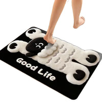 Cartoon Diatomaceous Earth Bath Mat Super Absorbent Non-Slip Quick Dry Floor Mat for Bathroom and Home