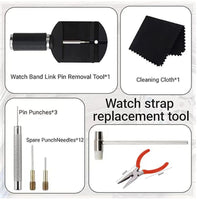 Watch Repair Tool Kit 40-Piece Carbon Steel Band Link Remover Adjuster Set