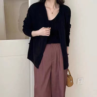 Women's 2-Piece Knit Cardigan and Camisole Set, Soft Autumn/Winter Sweater Outfit