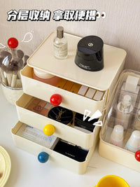 Dopamine Color Large Capacity Dustproof Cosmetic Organizer with Drawers and Brush Holder