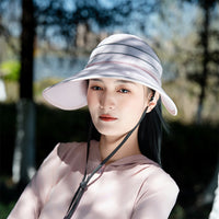 Summer Korean Style Wide Brim Sun Visor for Women Outdoor UV Protection Foldable Empty Top Hat