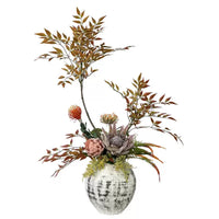 Artificial Nandina Flower Arrangement with Vase for Living Room Decor