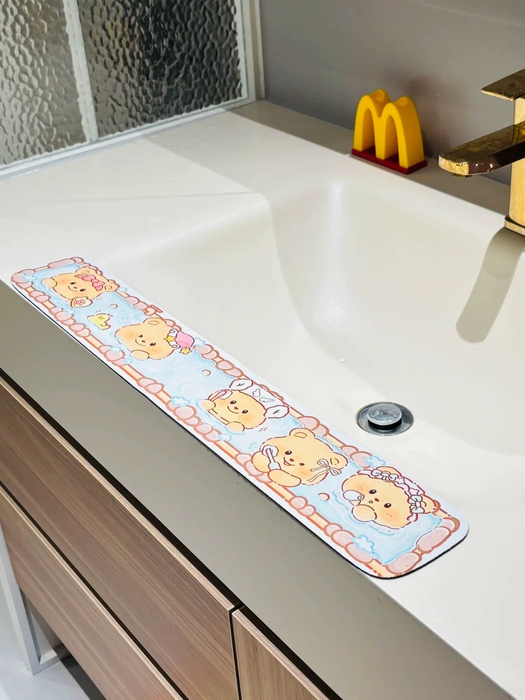 Cartoon Diatomaceous Earth Sink Splash Guard Mat for Kitchen and Bathroom Countertops