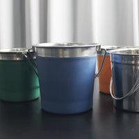Stainless Steel Ice Bucket with Handles, Portable for Bar, Outdoor, Camping, Beer